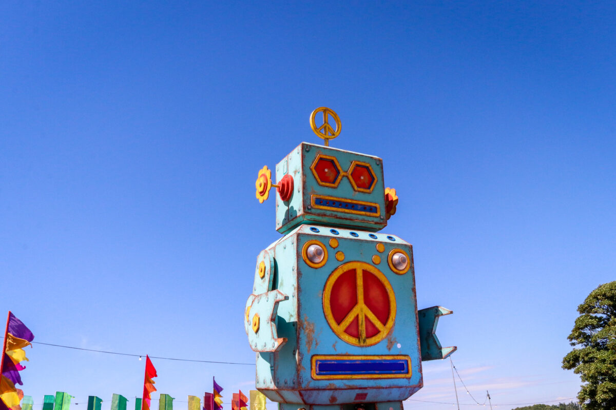 Robot art installation at Camp Festival 2022