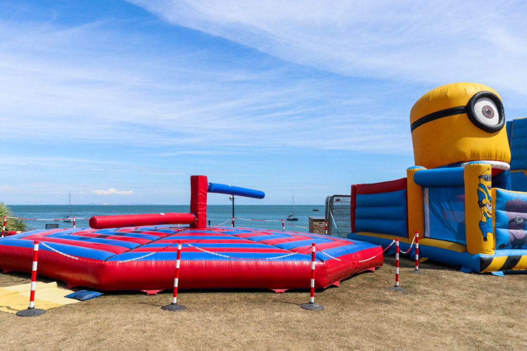 Kids' inflatable garden games at Swanage Carnival