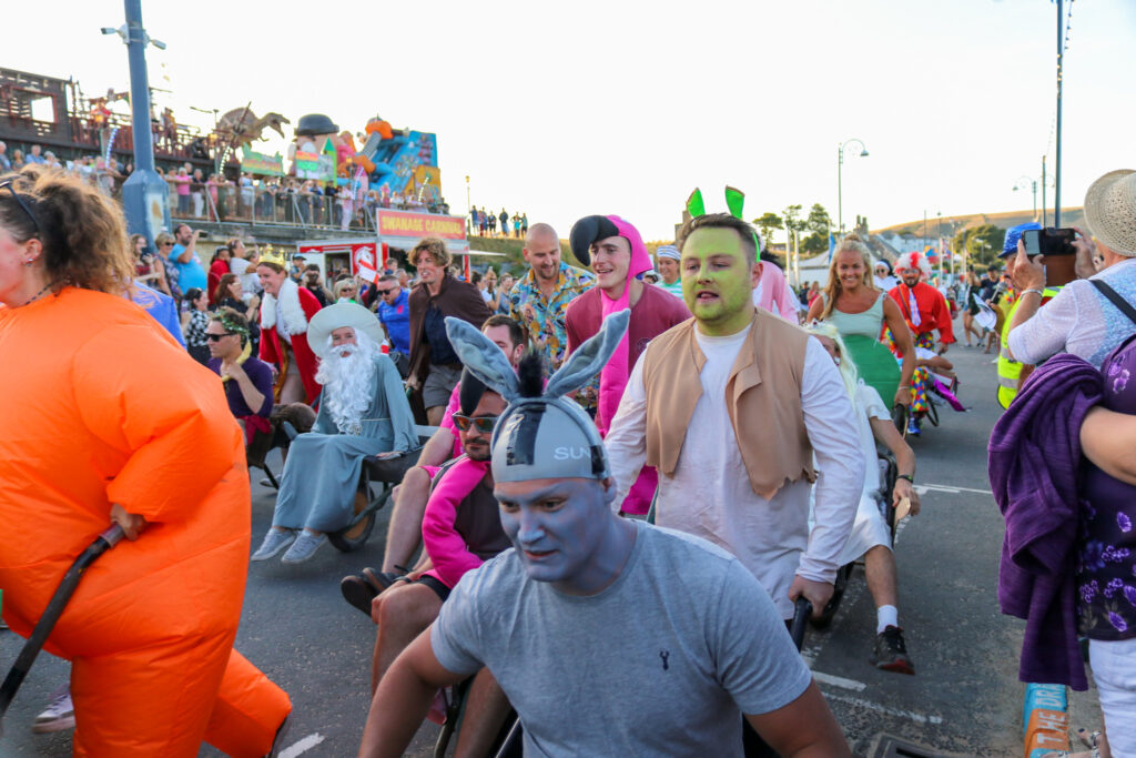 Dressed as Shrek & Donkey in Swanage Carnival's wheelbarrow race