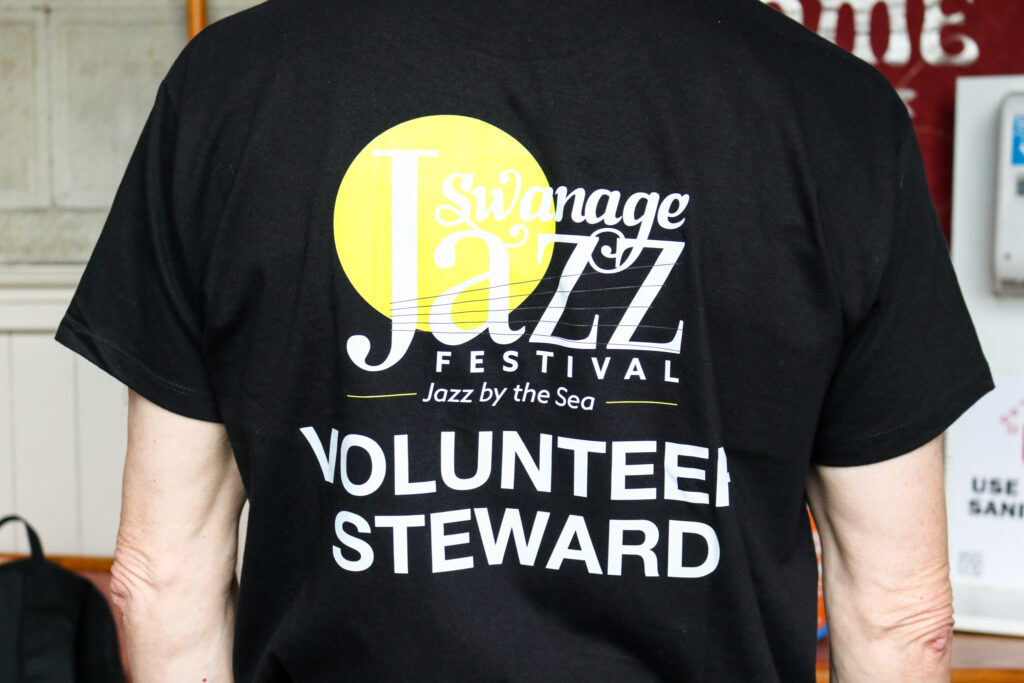Volunteer steward t-shirt at Swanage Jazz Festival