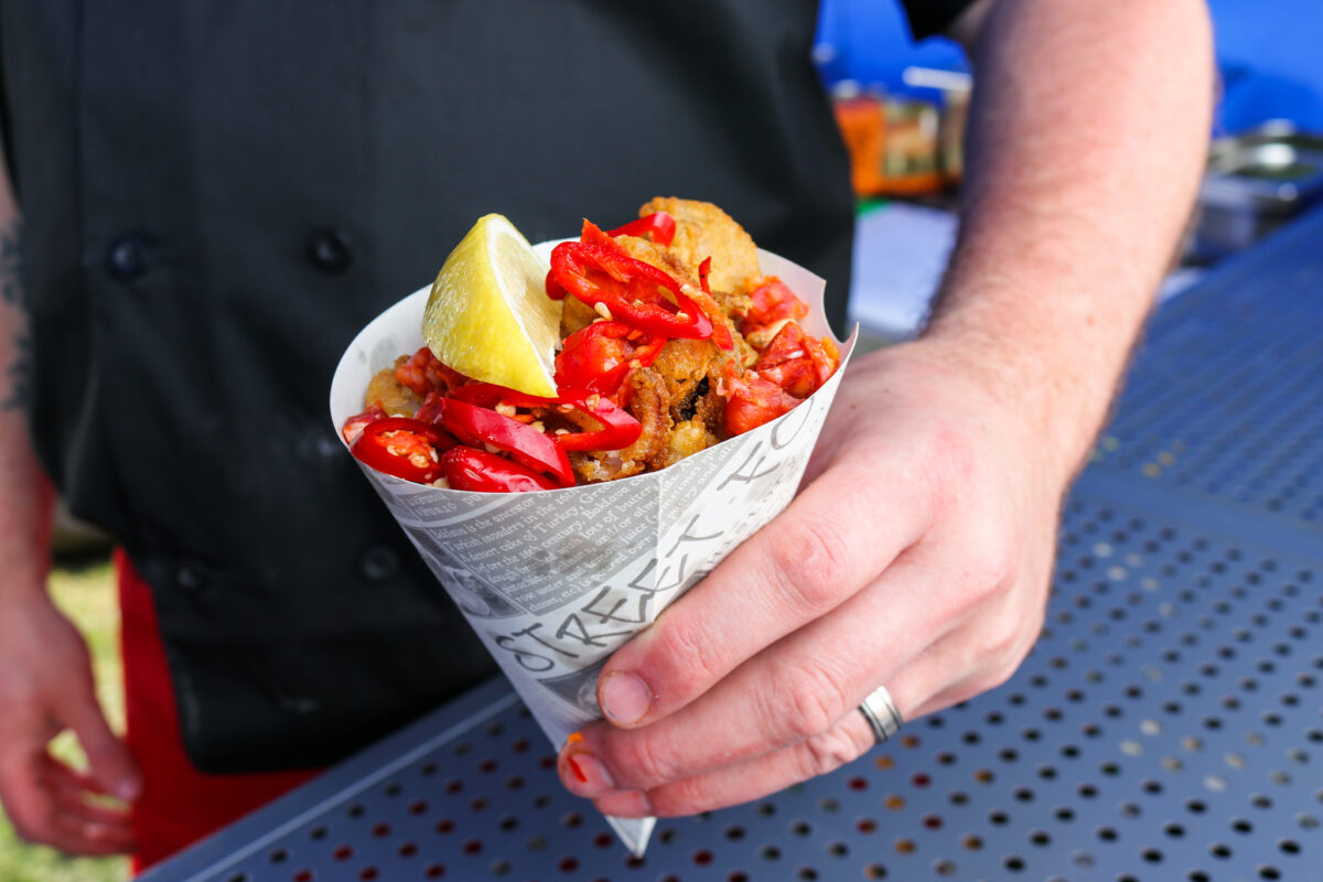 Crispy chilli squid street food