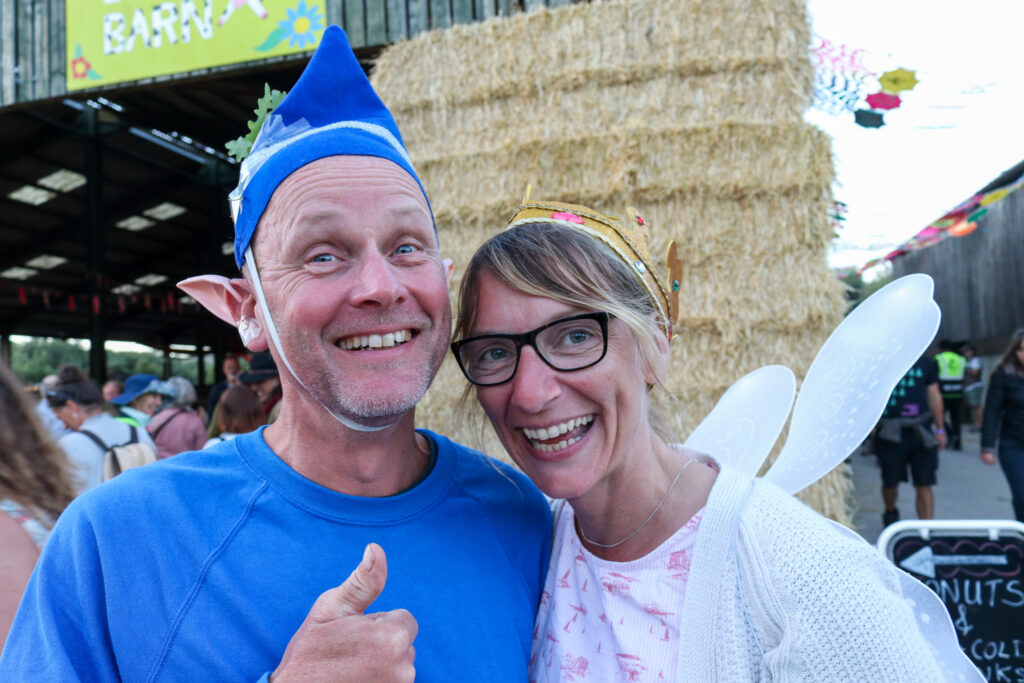 Festival couple in blue and white