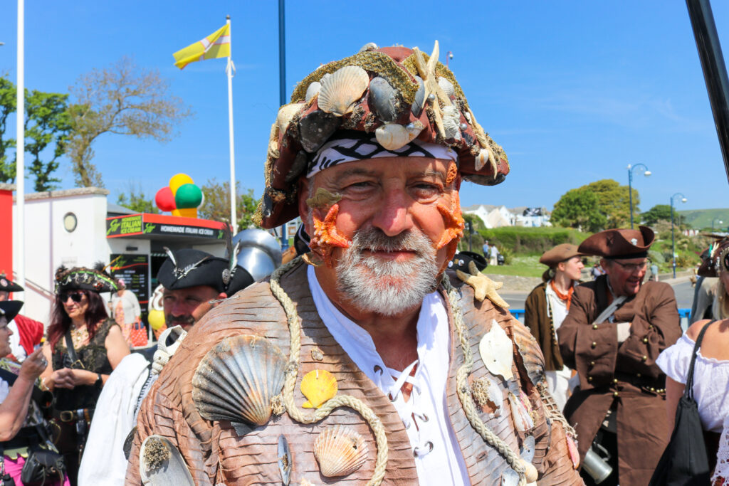 Barnacle-faced pirate at Swanage Pirate Festival