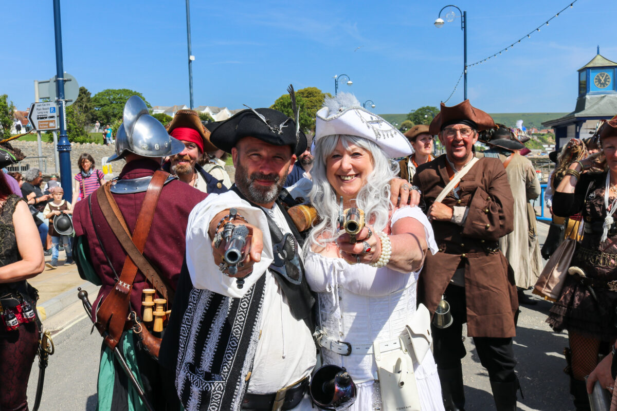 Pirate parade on Shore Road in Swanage