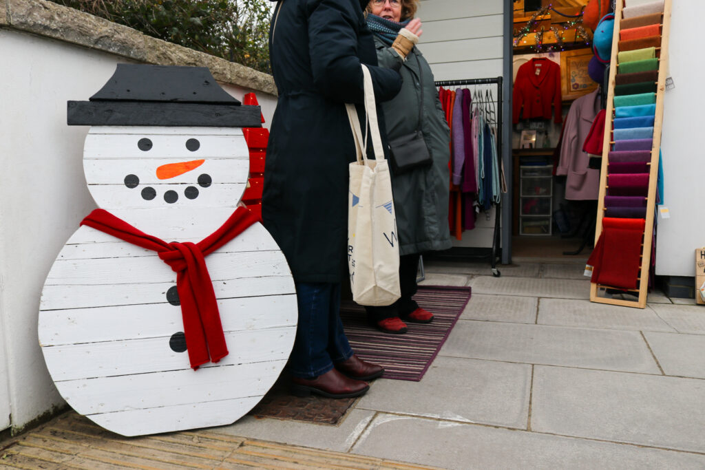 Painted snowman on Shore Road in Swanage