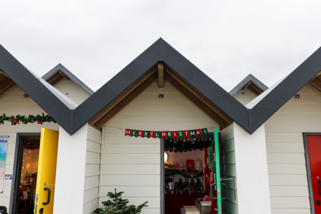 Merry Christmas beach huts in Swanage