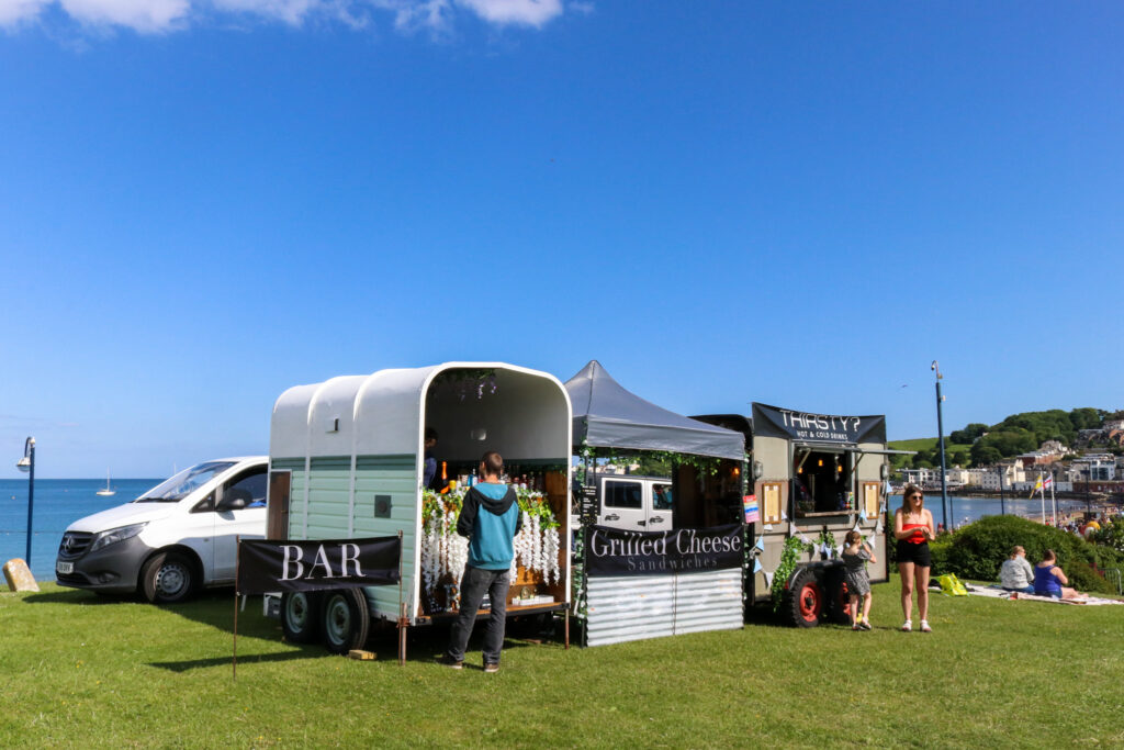 Bar and catering vans on Sandpit Field