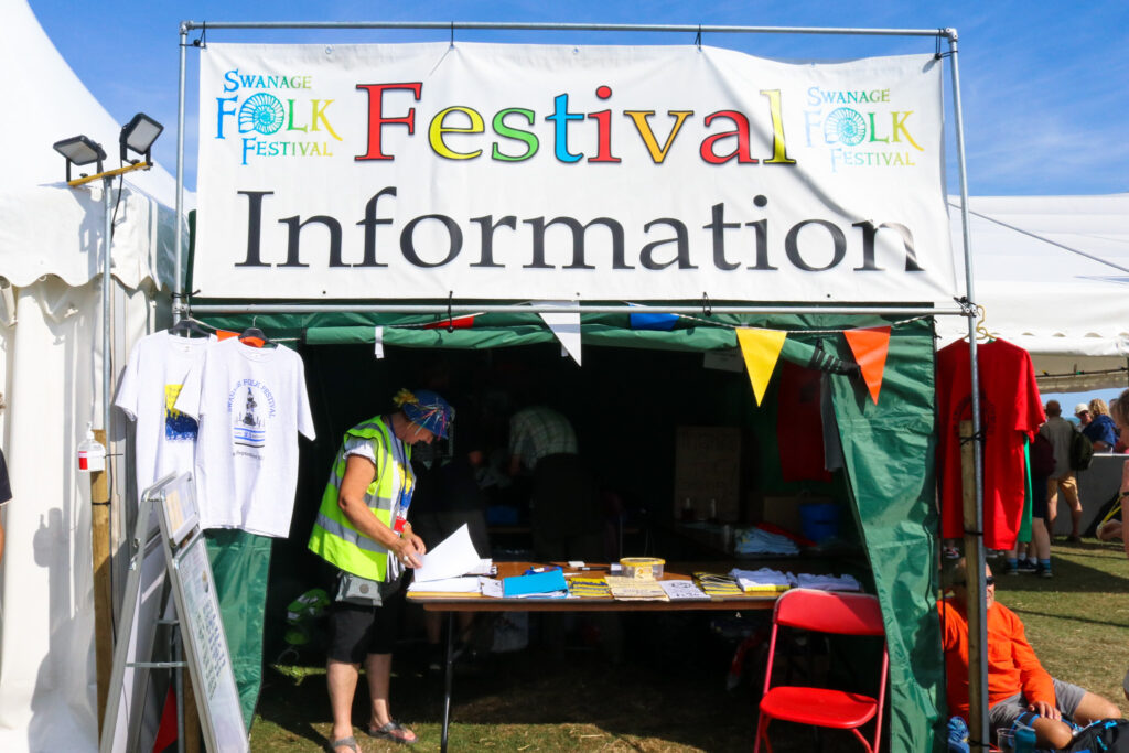 Festival Information tent at the Swanage Folk Festival