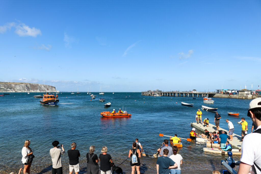 Lifeboats in Swanage Bay for the build-a-boat race