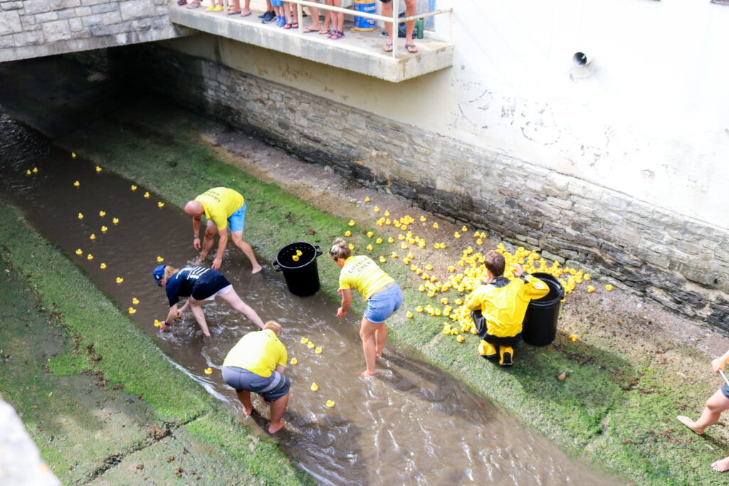 RNLI's crew helping at the duck race