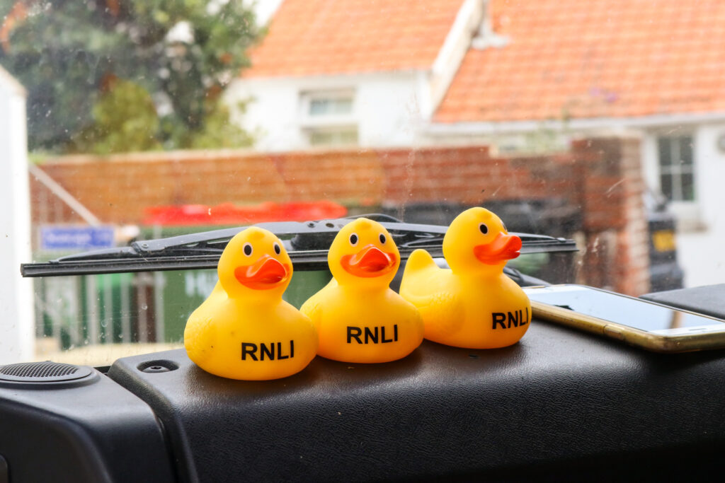 Three RNLI rubber ducks