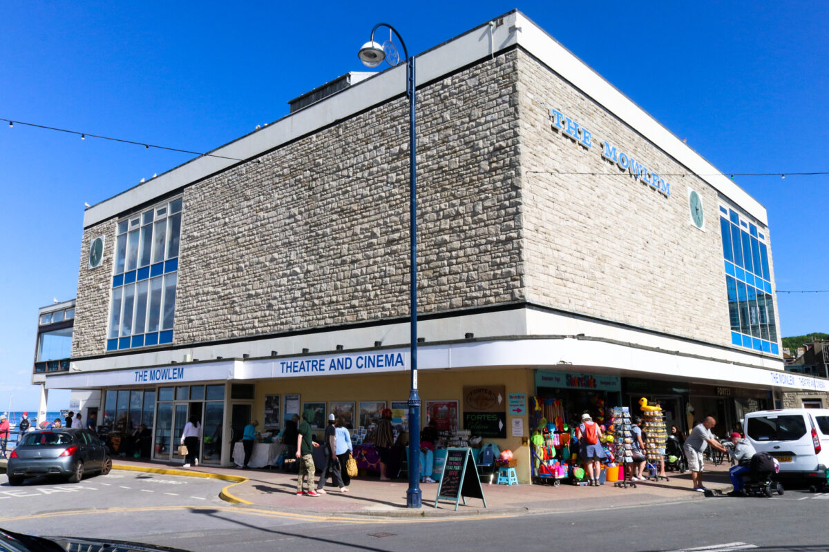 Craft stalls outside The Mowlem Theatre & Cinema in Swanage