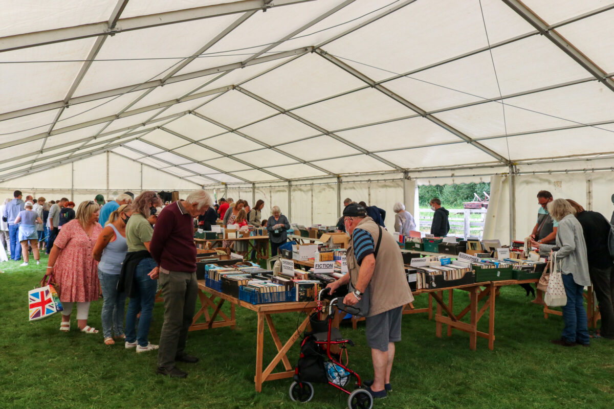 Book sale in a large marquee