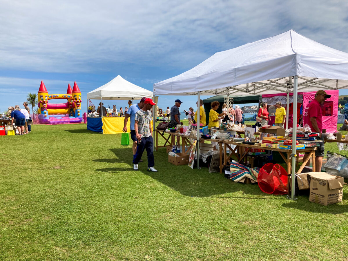 Bouncy castle and bric-a-brac stall