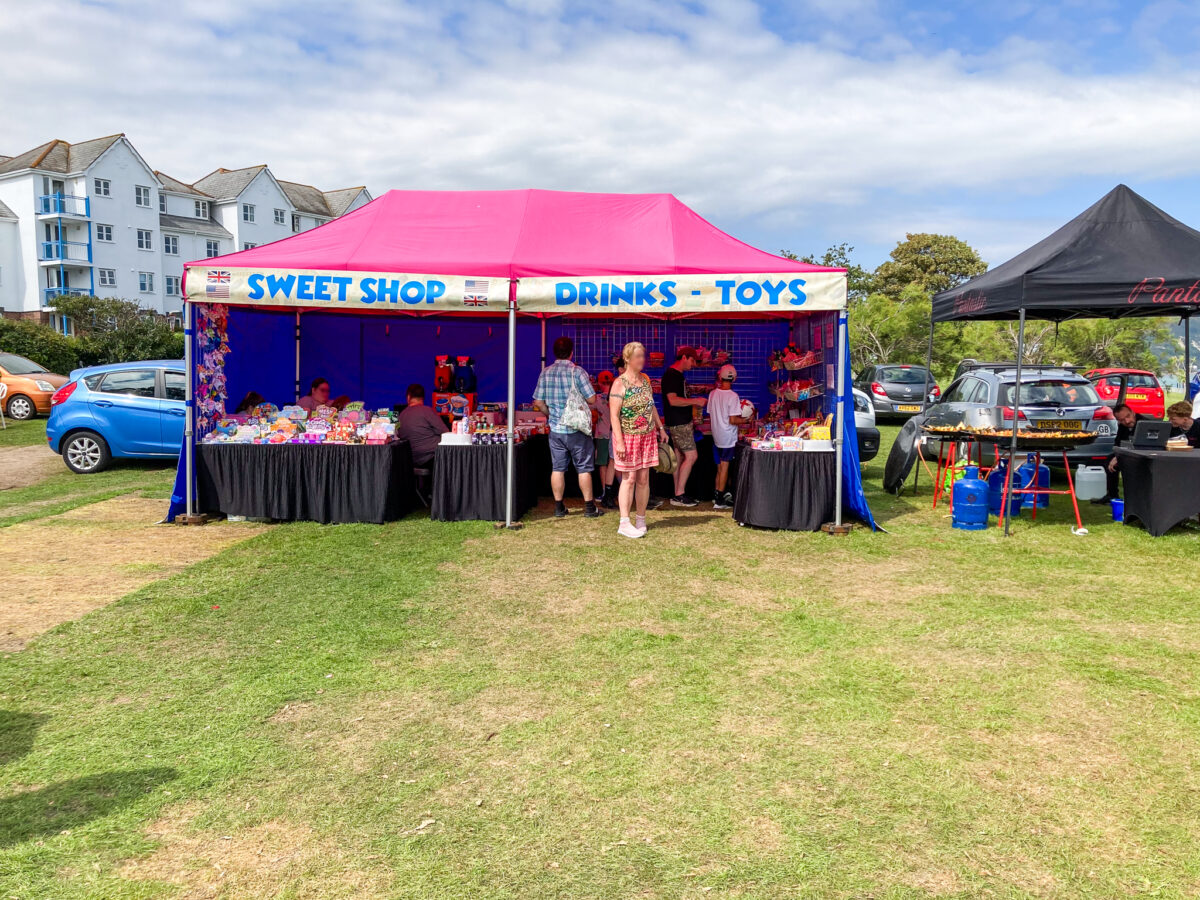 Pop-up sweet shop and children's toys tent