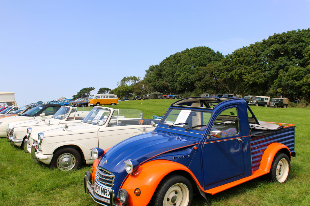 Classic blue and orange Citroen car