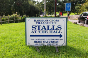 Harman's Cross Stalls at the Hall sign