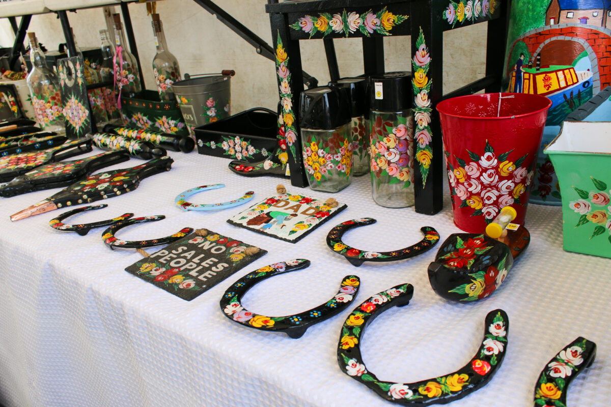 Hand-painted floral horseshoes