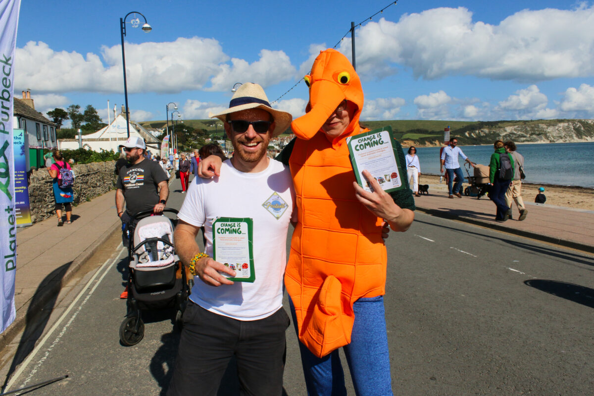 Planet Purbeck Festival volunteers on Swanage's promenade