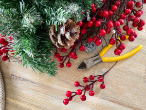 Christmas wreath-making materials