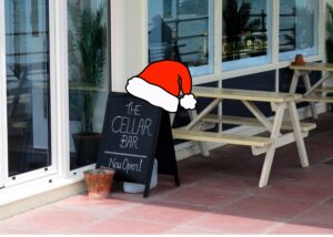 The Cellar Bar Santa hat