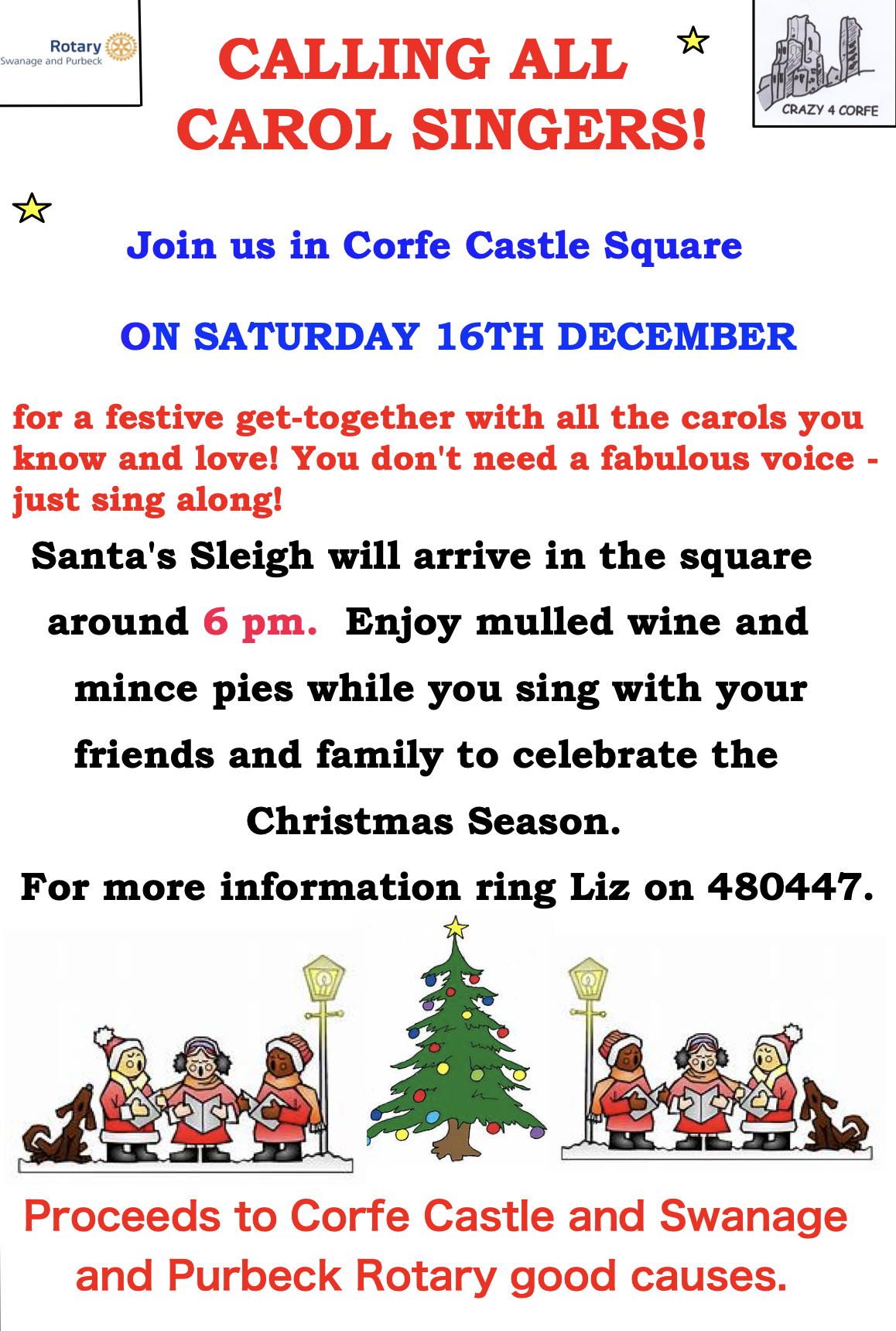 Corfe Castle carol singing poster