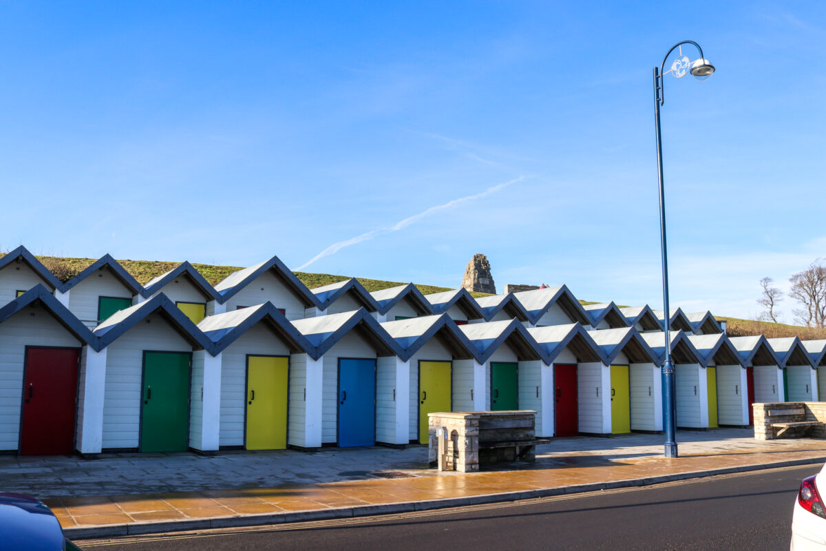 Beach huts along Swanage Promenade