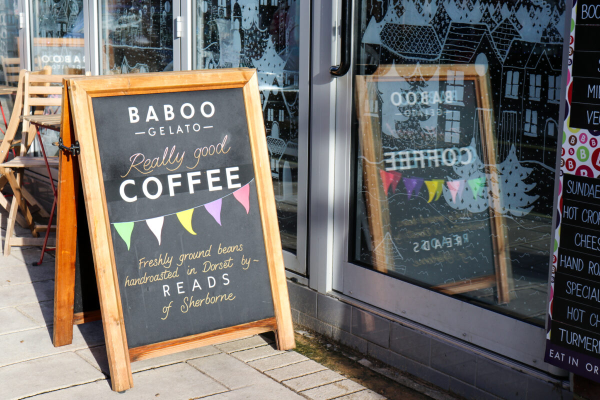 Baboo Swanage coffee sign