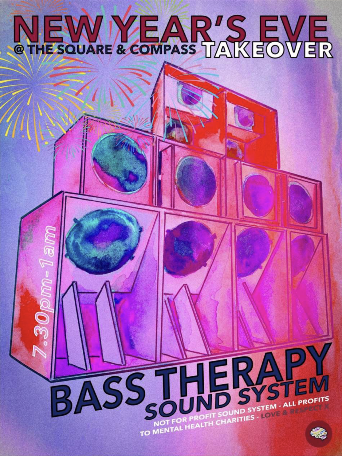 Bass Therapy Sound System Square & Compass Takeover flyer