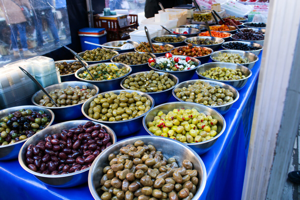 Olive stall at Swanage Christmas Market
