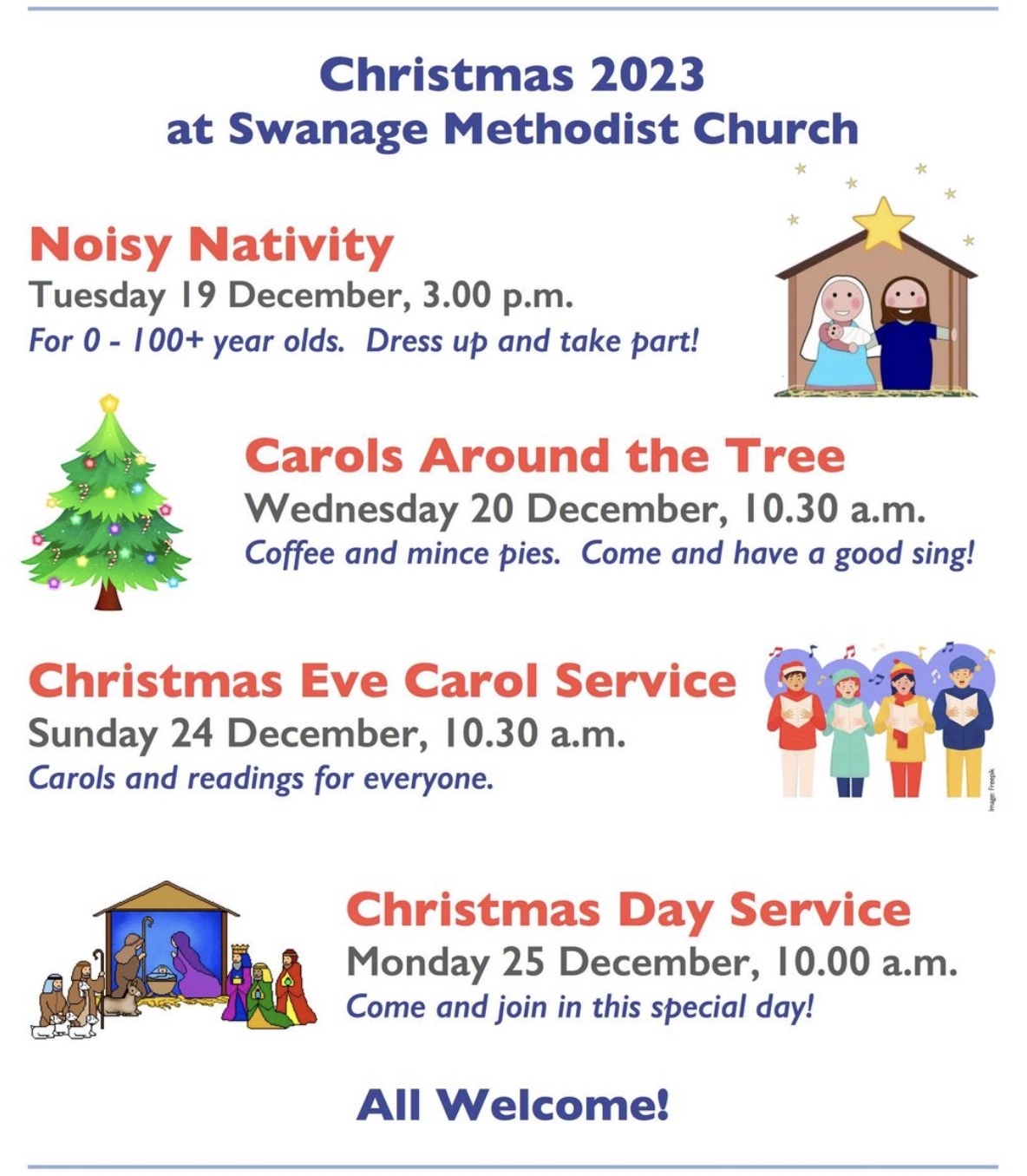 Swanage Methodist Church Christmas services poster