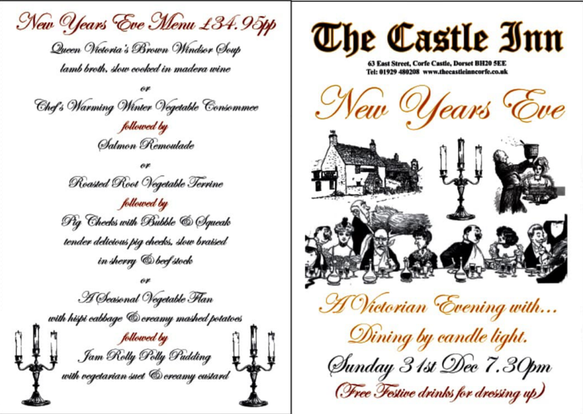 The Castle Inn Victorian Evening flyer & menu