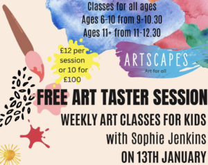 Swanage Art classes for kids flyer