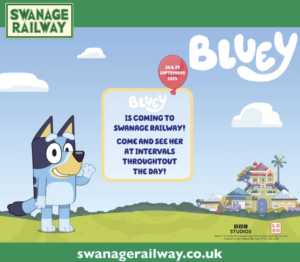 Bluey visit to Swanage Railway poster