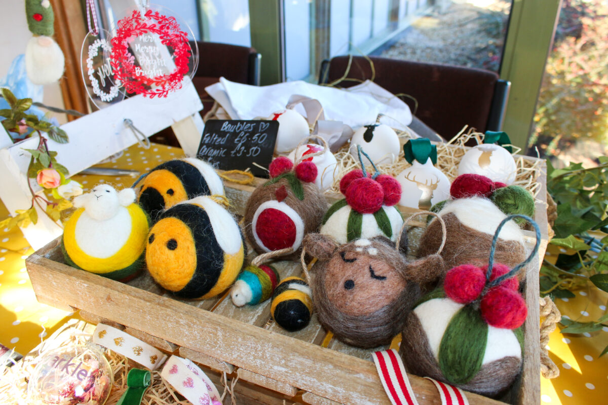 Felted bee decorations and baubles