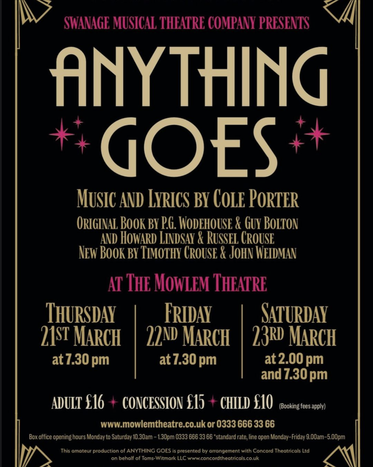 Swanage Musical Theatre Company Anything Goes poster