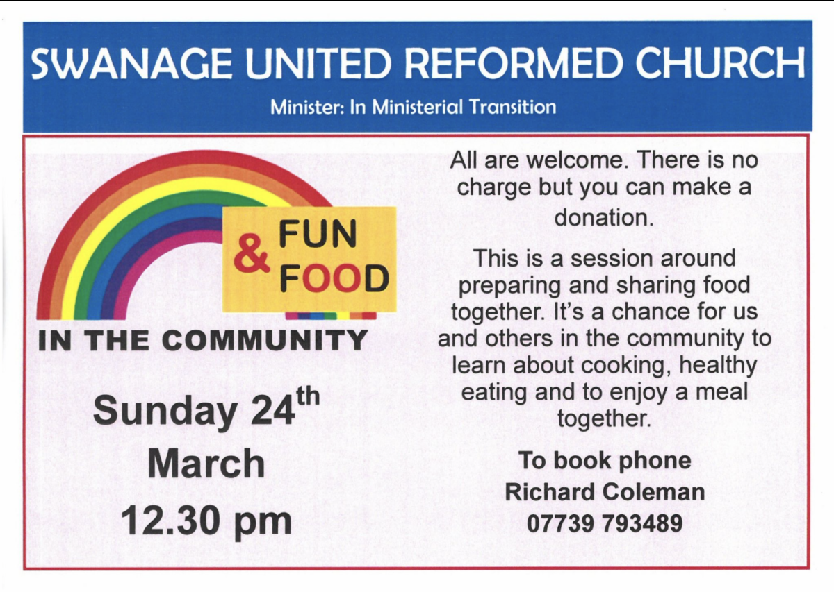 Fun & Food session at Swanage URC flyer