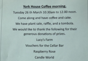 York House coffee morning flyer