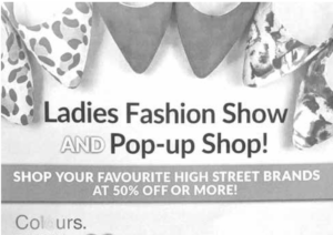 Corfe Castle fashion show & pop up shop flyer
