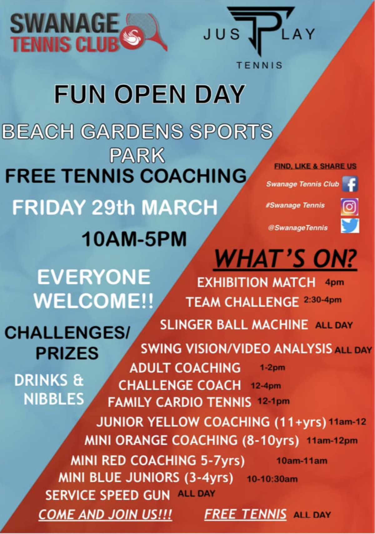 Swanage Tennis Club open day flyer