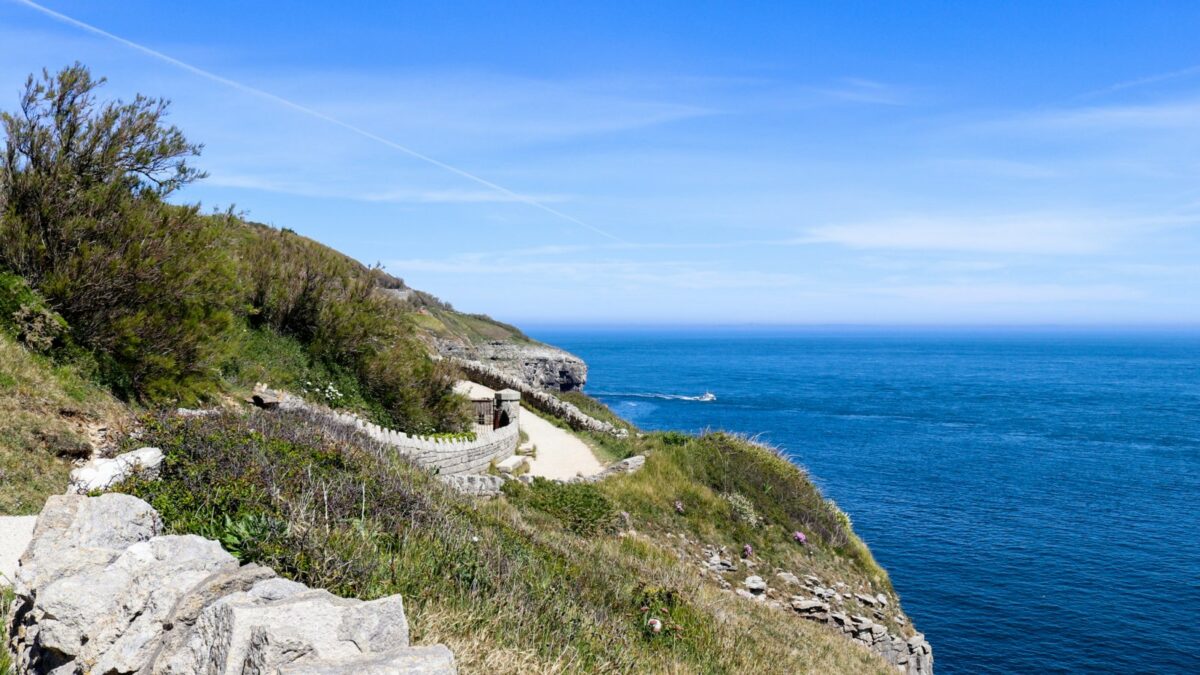 Winding cliff-top path at Durlston Country Park (slide)