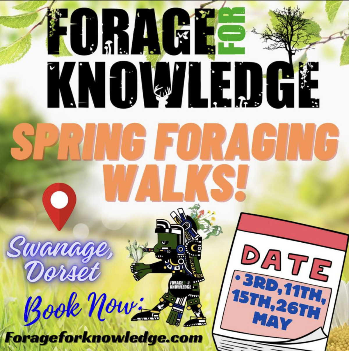 Forage for Knowledge Spring foraging walks poster