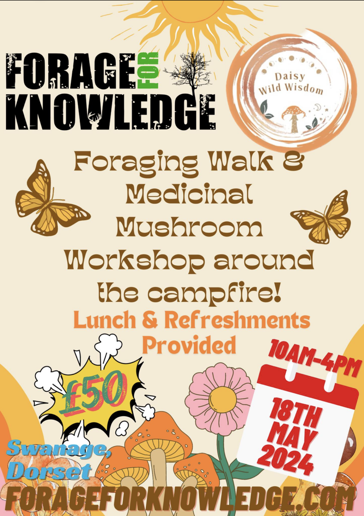 Forage for Knowledge medicinal mushroom workshop poster