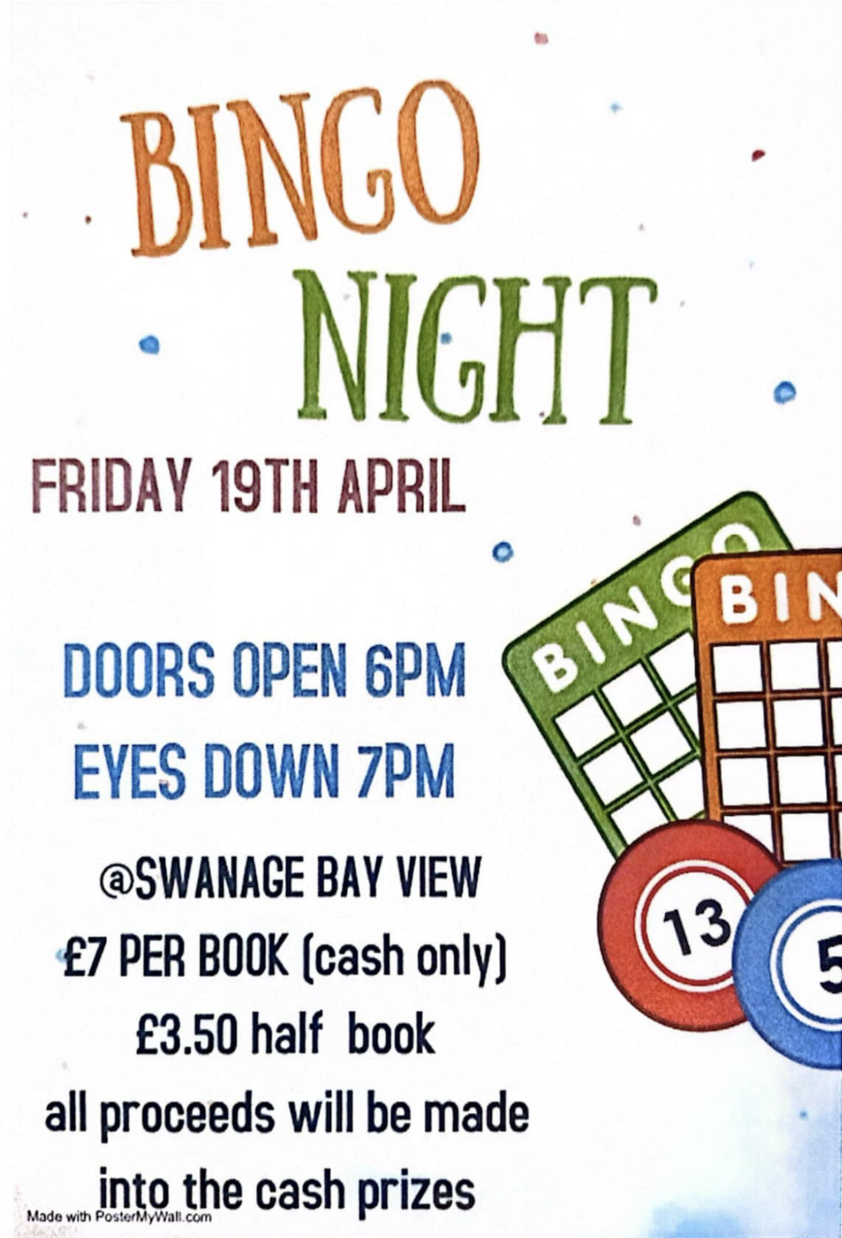 Swanage Bay View bingo flyer