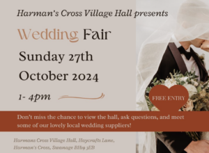 Harman's Cross village hall wedding fair poster
