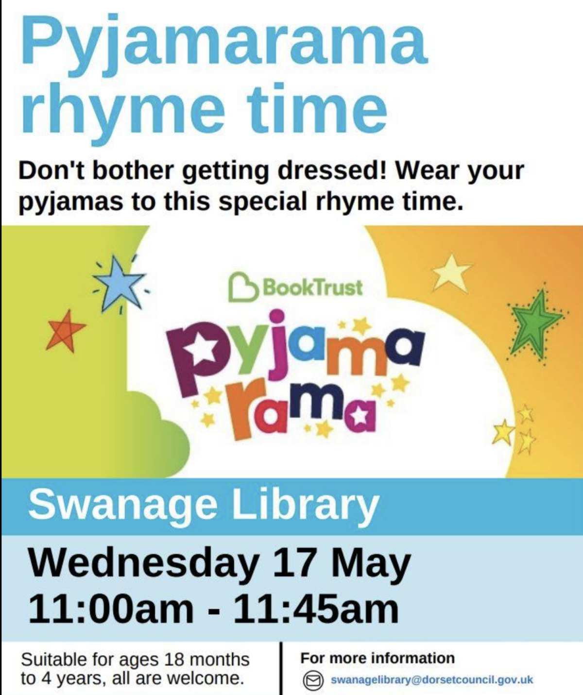 Swanage pyjamarama rhyme time flyer